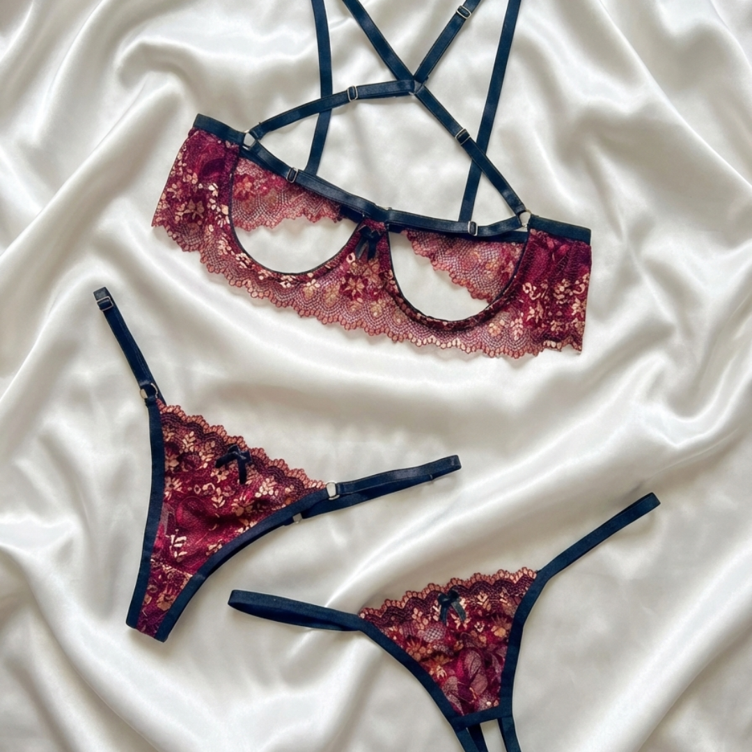 Set Leia Borgoña Dorado - 2 trusas