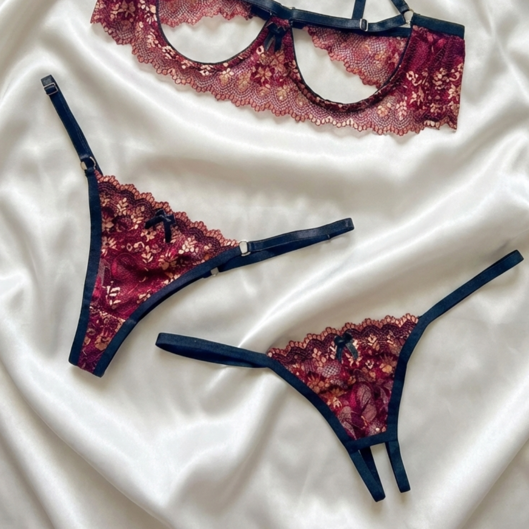 Set Leia Borgoña Dorado - 2 trusas