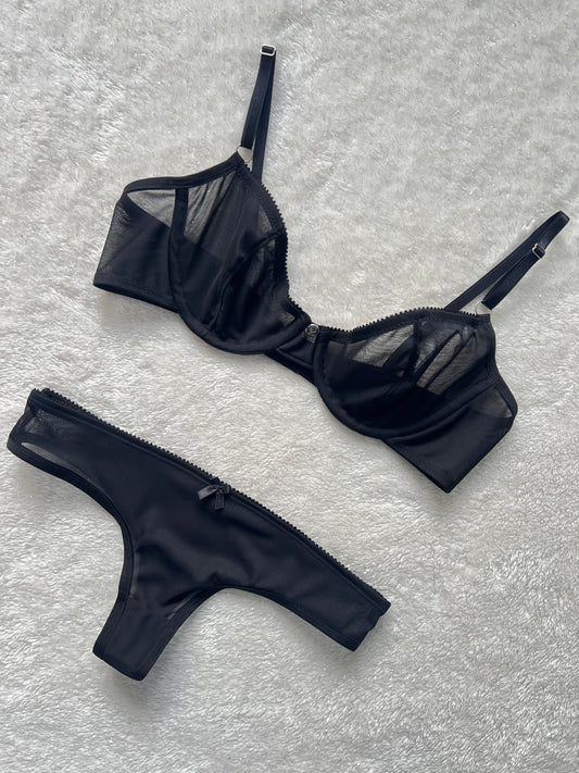 Set Balconette Tul Negro