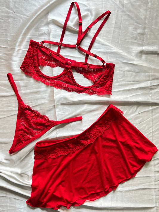 Set Leia Rojo con Falda