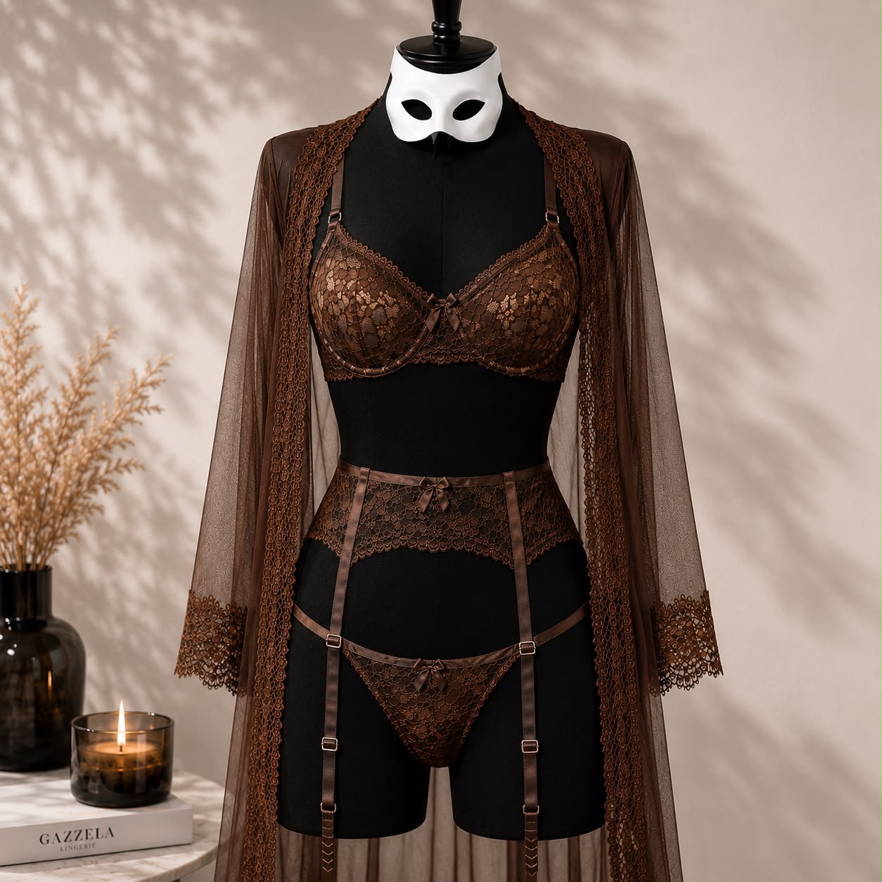 Set Chocolate con  Portaligas y Bata