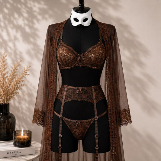 Set Chocolate con  Portaligas y Bata
